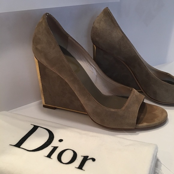 Dior Designer Square Wedge Leather Suede Heels - Picture 11 of 11